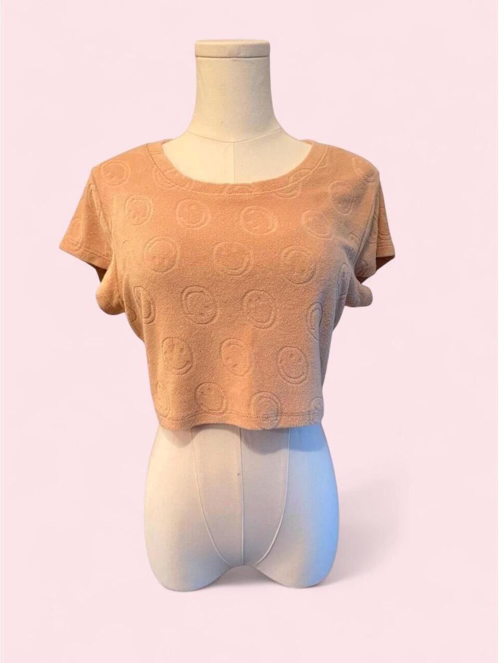 Offline by Aerie Peach Smiley Terry Cloth Crop Top Size S